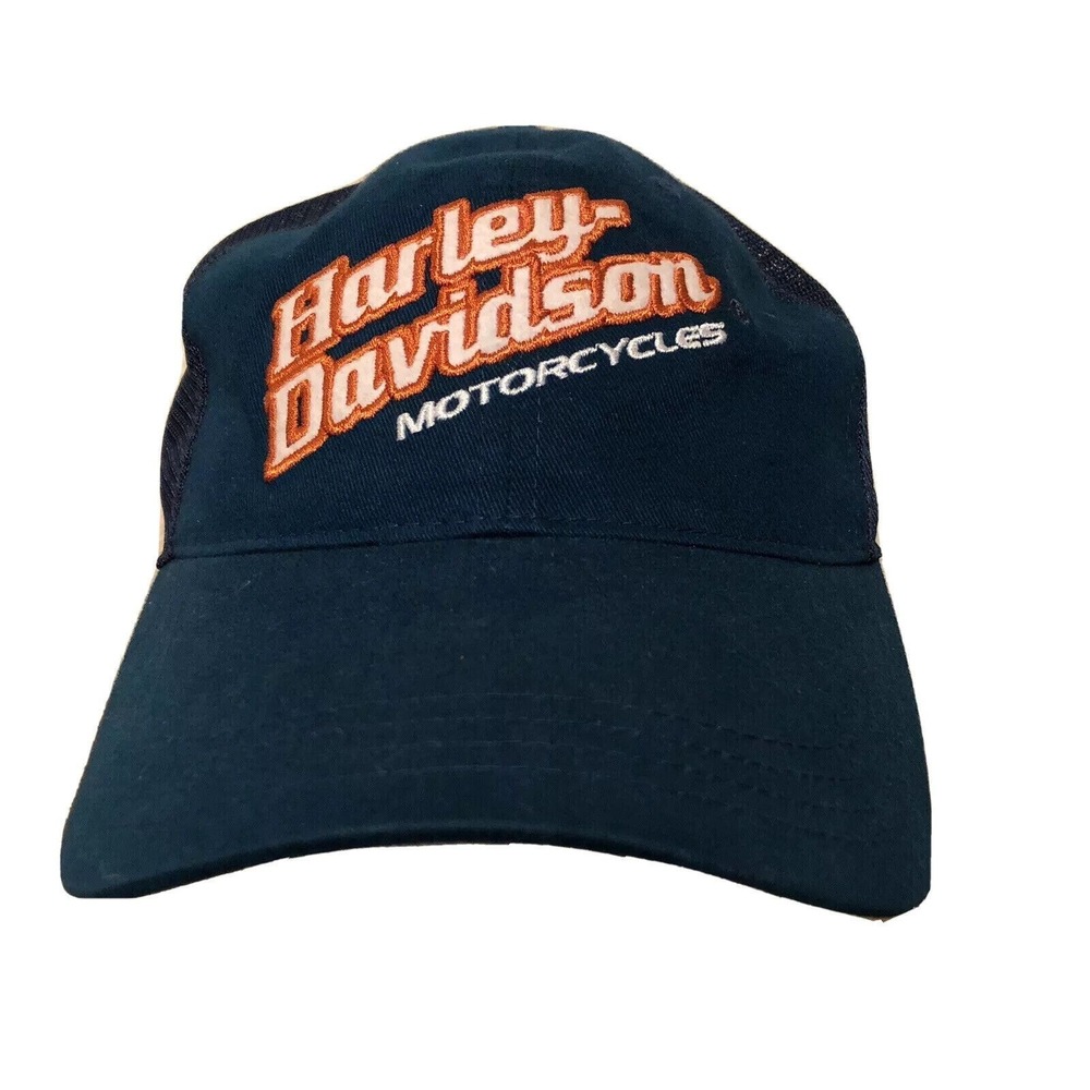 Harley-Davidson Motorcycles Blue‎  Fitted Mesh Stretch Cotton Baseball Cap Hat